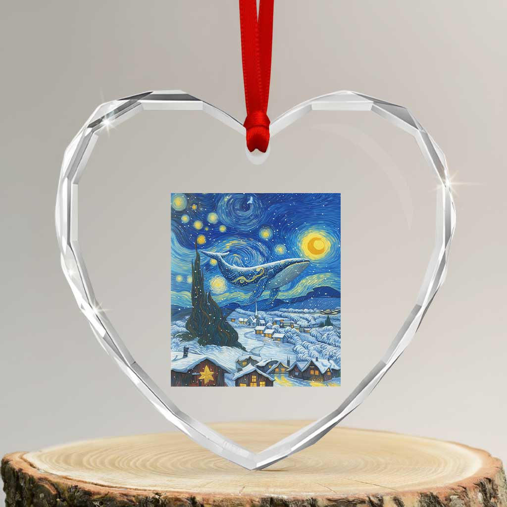Whale Christmas Heart Crystal Glass Ornament Stary Night Van Gogh Christmas - Wonder Print Shop