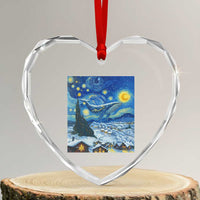 Whale Christmas Heart Crystal Glass Ornament Stary Night Van Gogh Christmas - Wonder Print Shop
