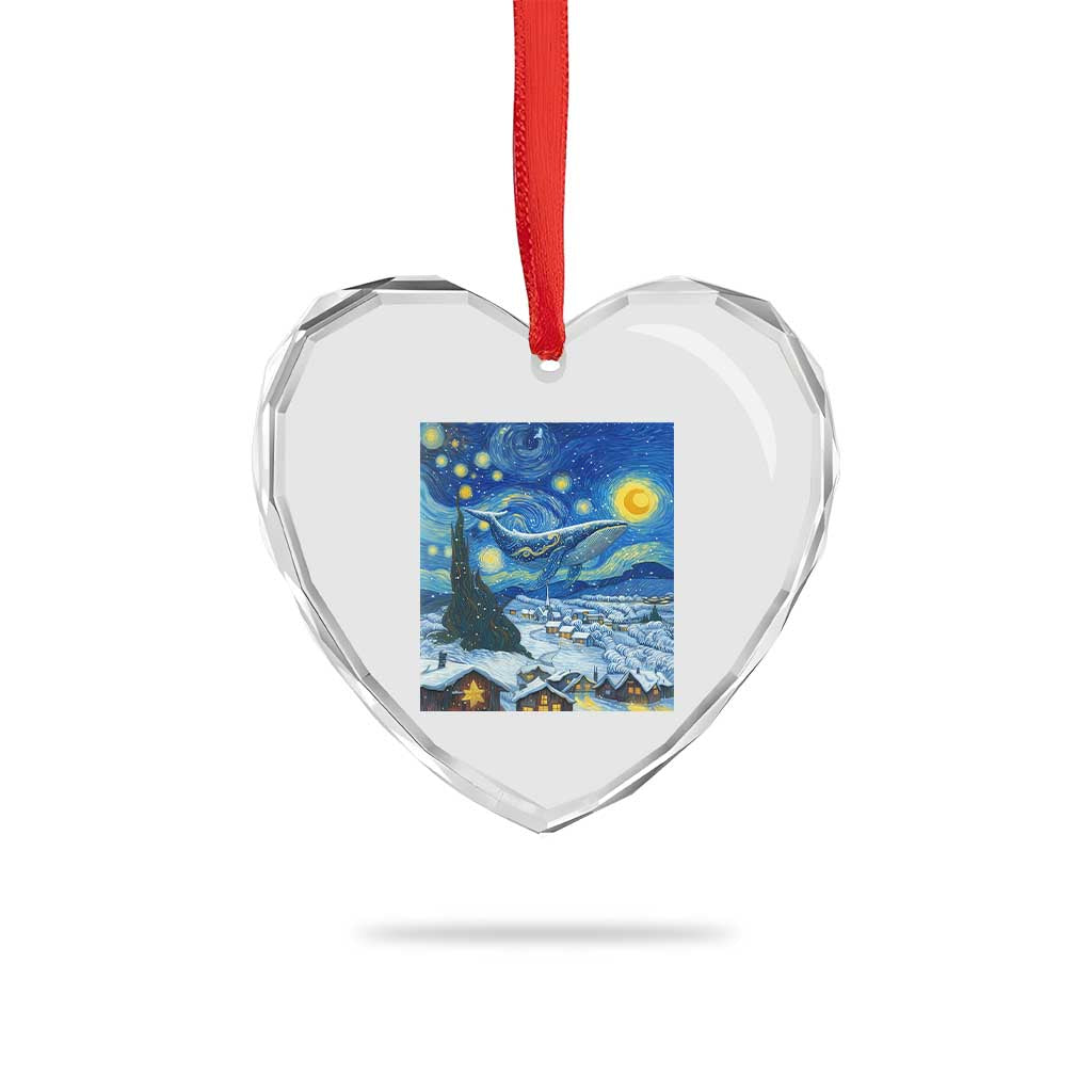 Whale Christmas Heart Crystal Glass Ornament Stary Night Van Gogh Christmas - Wonder Print Shop