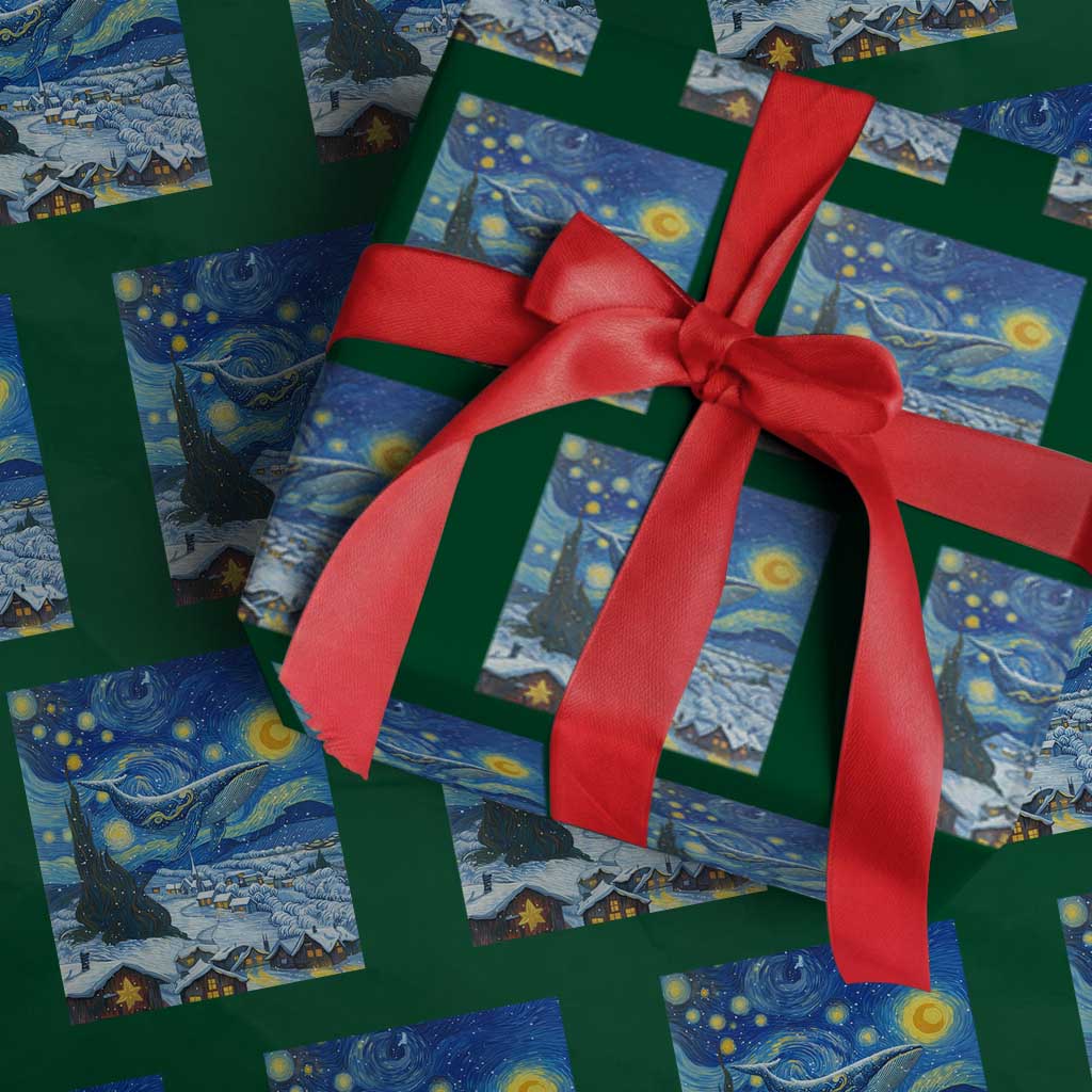 Whale Christmas Wrapping Paper Roll Stary Night Van Gogh Christmas - Wonder Print Shop