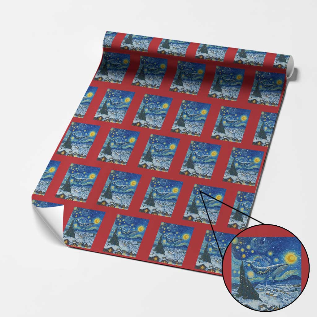 Whale Christmas Wrapping Paper Roll Stary Night Van Gogh Christmas - Wonder Print Shop