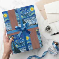 Whale Christmas Wrapping Paper Roll Stary Night Van Gogh Christmas - Wonder Print Shop