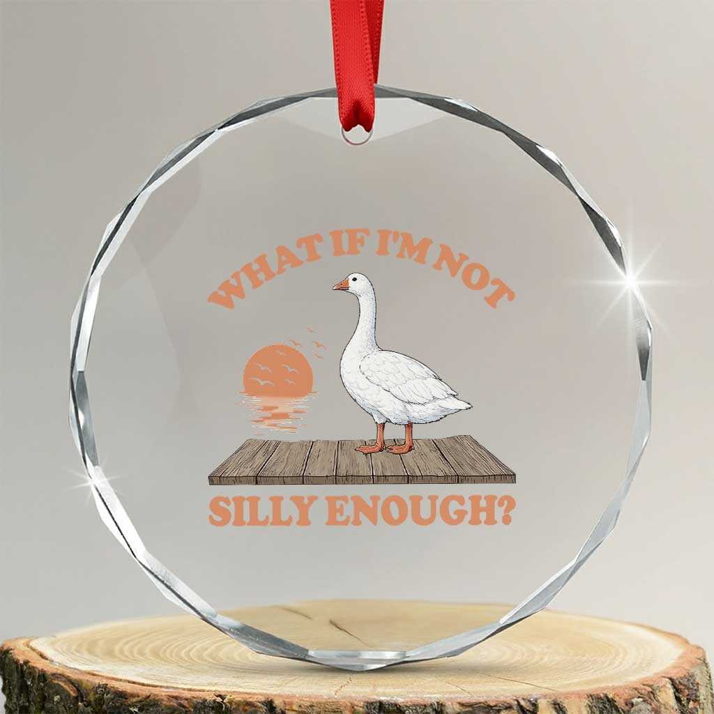 What If I'm Not Silly Enough Funny Silly Goose Crystal Glass Ornament