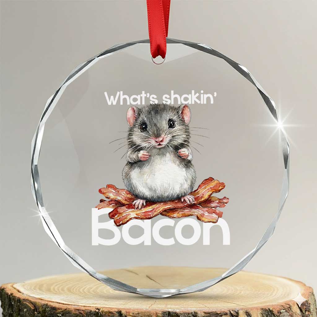 What is Shakin Bacon Funny Mouse Crystal Glass Ornament Pun Animal Humor - Wonder Print Shop