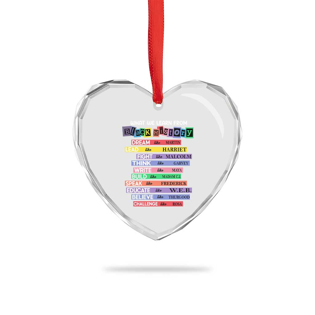 What We Learn From Black History Heart Crystal Glass Ornament Celebration African American Roots Pride - Wonder Print Shop