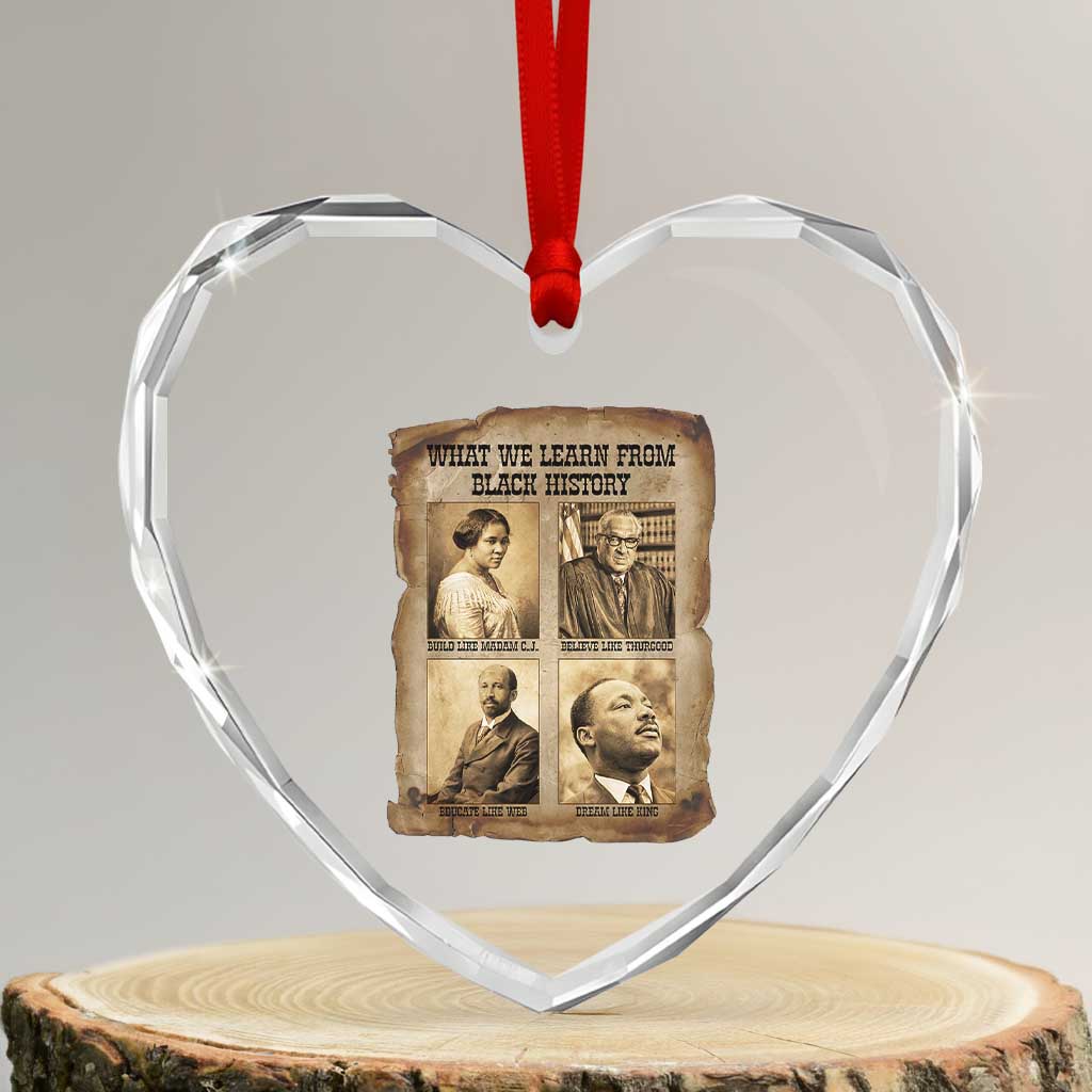 What We Learn From Black History Heart Crystal Glass Ornament Iconic African American Figures - Wonder Print Shop