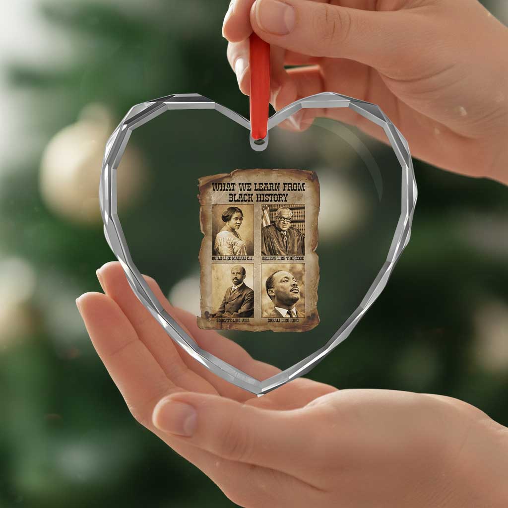 What We Learn From Black History Heart Crystal Glass Ornament Iconic African American Figures - Wonder Print Shop
