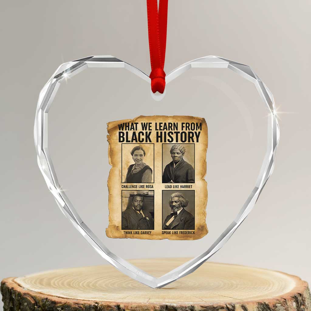What We Learn From Black History Heart Crystal Glass Ornament Vintage African American Leaders - Wonder Print Shop