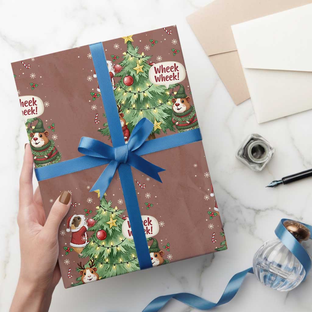 Wheek Wheek Guinea Pig Christmas Outfit Wrapping Paper Roll Cavy Lover Gift - Wonder Print Shop