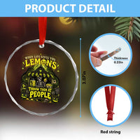 When Life Gives You Lemons Throw Them At People Crystal Glass Ornament Funny Skeleton Halloween Gothic Lemonade Graphic