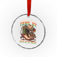 Where Them Fans At Boots On The Ground Crystal Glass Ornament Black Cowgirl Western Pride