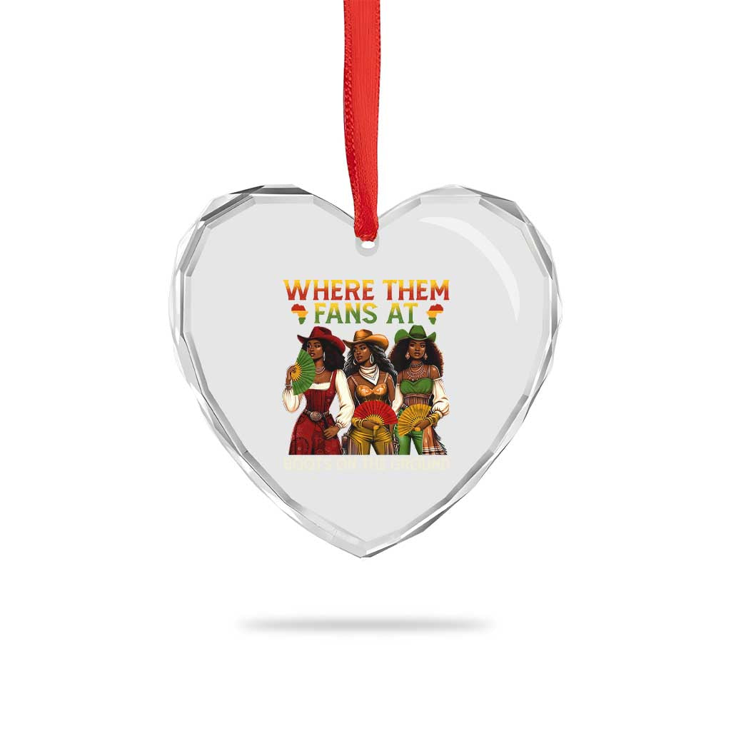 Where Them Fans At Boots On The Ground Heart Crystal Glass Ornament Black African American Cowgirl Western Country Rodeo - Wonder Print Shop