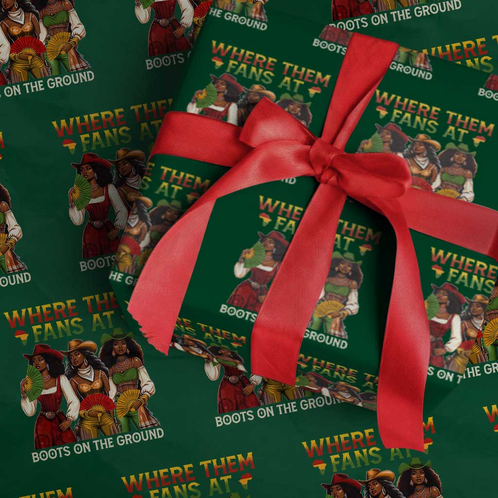 Where Them Fans At Boots On The Ground Wrapping Paper Roll Black African American Cowgirl Western Country Rodeo - Wonder Print Shop