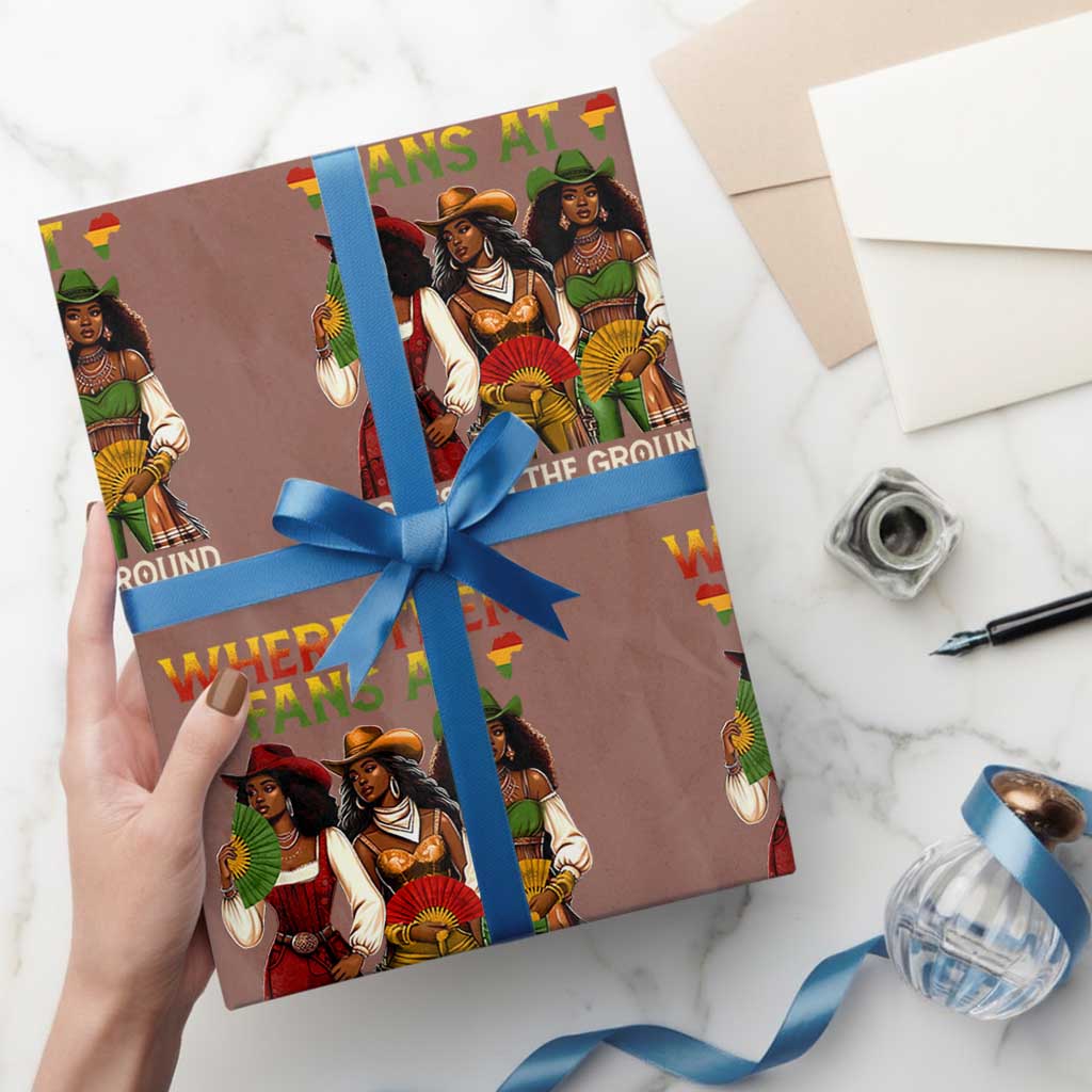 Where Them Fans At Boots On The Ground Wrapping Paper Roll Black African American Cowgirl Western Country Rodeo - Wonder Print Shop