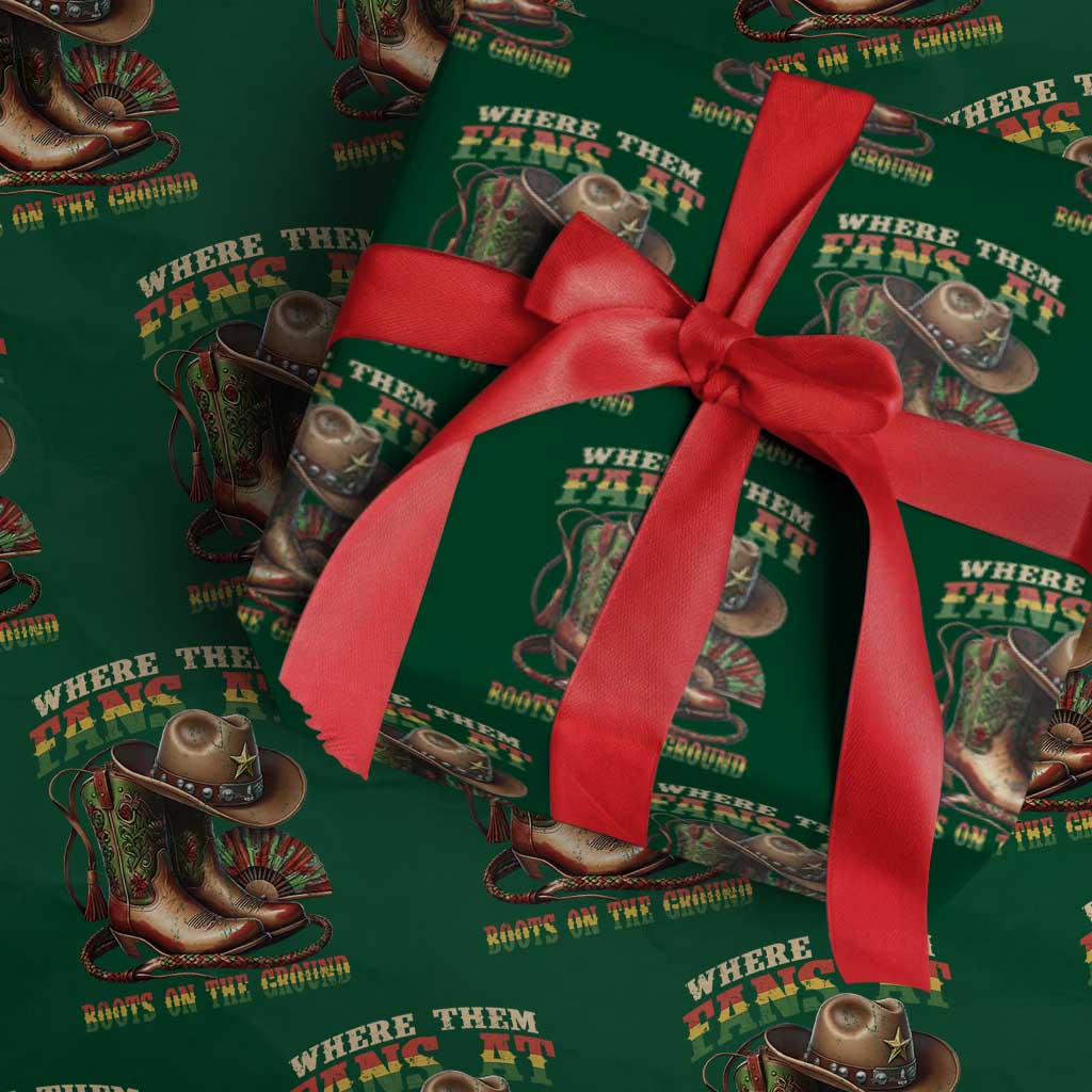 Where Them Fans At Boots On The Ground Wrapping Paper Roll Black Cowgirl Western Pride