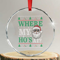 Where's My Ho At Matching Ugly Christmas Crystal Glass Ornament Santa Funny Couples - Wonder Print Shop