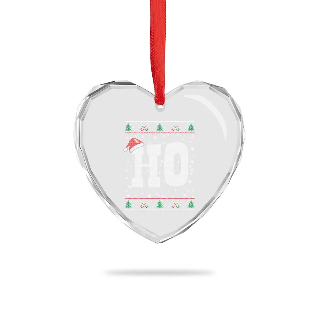 Where's My Ho At Matching Ugly Christmas Heart Crystal Glass Ornament Ho Funny Couples - Wonder Print Shop