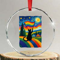 Whimsical Black Cat Pride Flag Crystal Glass Ornament Colorful LGBTQ Rainbow TS02