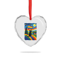 Whimsical Black Cat Pride Flag Heart Crystal Glass Ornament Colorful LGBTQ Rainbow - Wonder Print Shop
