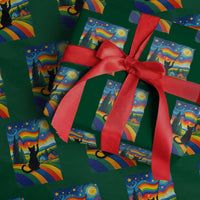 Whimsical Black Cat Pride Flag Wrapping Paper Roll Colorful LGBTQ Rainbow - Wonder Print Shop