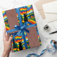 Whimsical Black Cat Pride Flag Wrapping Paper Roll Colorful LGBTQ Rainbow - Wonder Print Shop