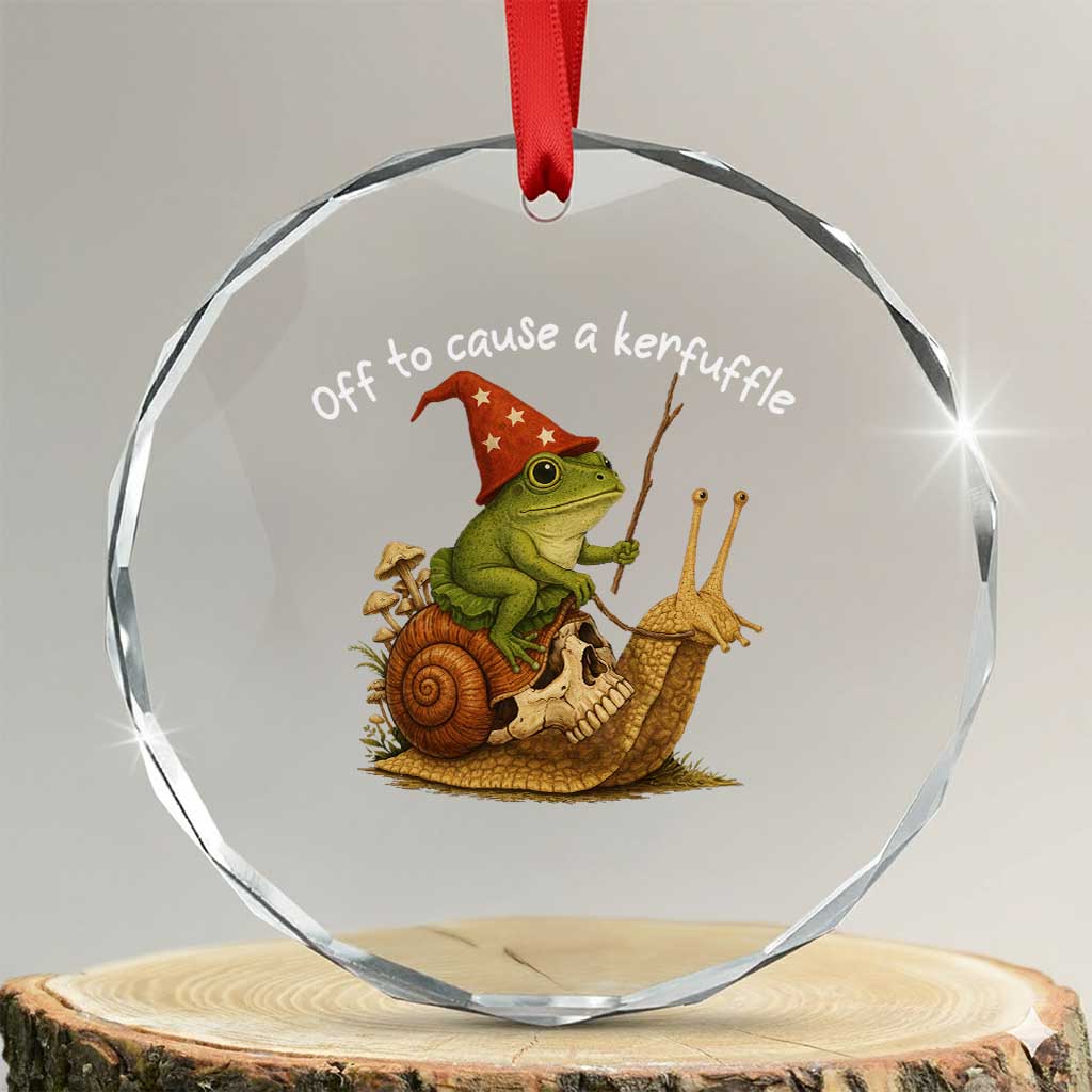 Whimsical Frog Wizard Meme Crystal Glass Ornament Off to Cause A Kerfuffle - Wonder Print Shop