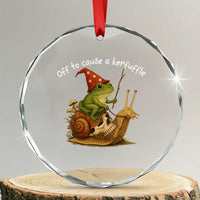 Whimsical Frog Wizard Meme Crystal Glass Ornament Off to Cause A Kerfuffle - Wonder Print Shop