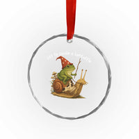 Whimsical Frog Wizard Meme Crystal Glass Ornament Off to Cause A Kerfuffle - Wonder Print Shop