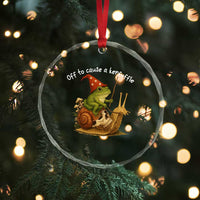 Whimsical Frog Wizard Meme Crystal Glass Ornament Off to Cause A Kerfuffle - Wonder Print Shop