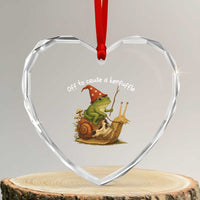 Whimsical Frog Wizard Meme Heart Crystal Glass Ornament Off to Cause A Kerfuffle - Wonder Print Shop