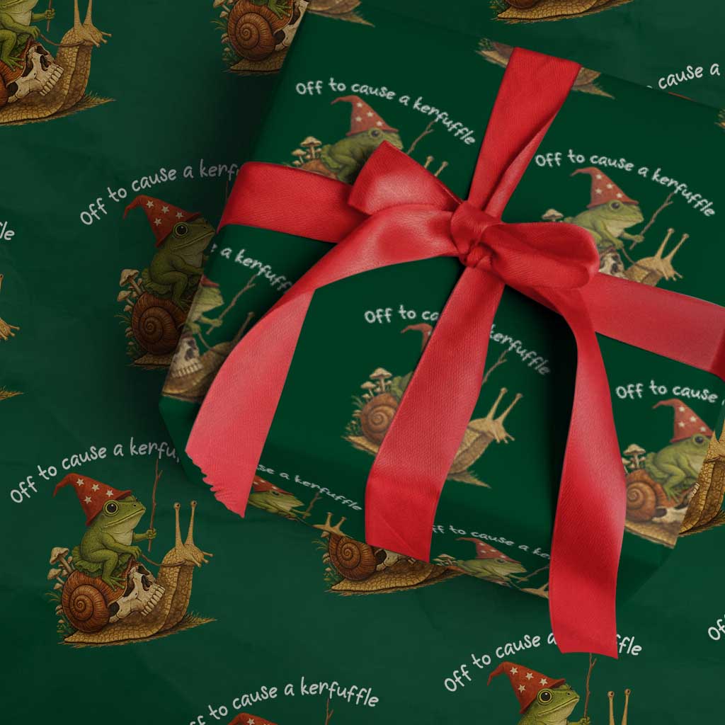 Whimsical Frog Wizard Meme Wrapping Paper Roll Off to Cause A Kerfuffle - Wonder Print Shop
