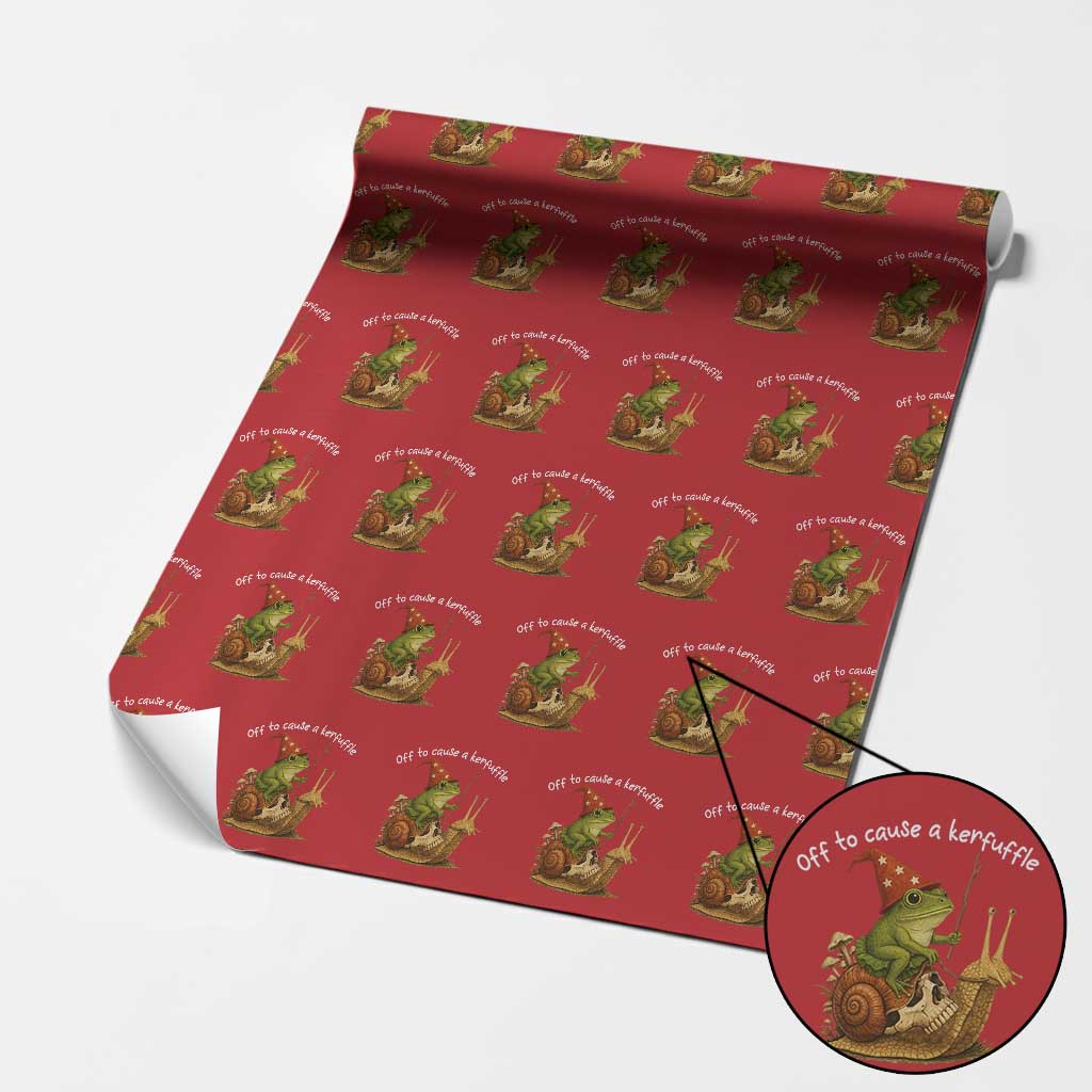 Whimsical Frog Wizard Meme Wrapping Paper Roll Off to Cause A Kerfuffle - Wonder Print Shop