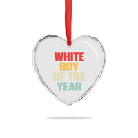 White Boy Of The Year Heart Crystal Glass Ornament Funny Statement