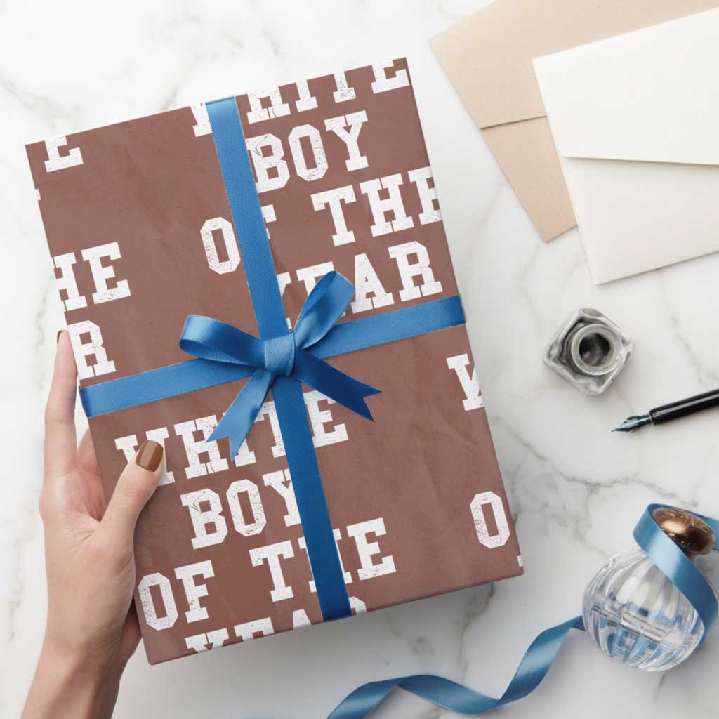 White Boy Of The Year Wrapping Paper Roll Funny Gift For Him - Wonder Print Shop