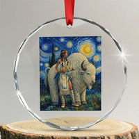 White Buffalo Woman Crystal Glass Ornament North American Native Legends Starry Night Inspired Art