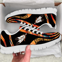 Orange Pattern Feather Native American Sneakers LT10