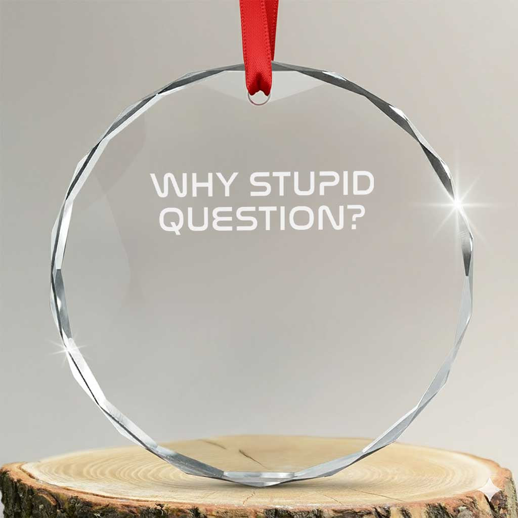 Why Stupid Question Crystal Glass Ornament Funny Space Quote Sci Fi Book