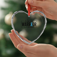 Wife Of A Warrior Prostate Cancer Awareness Heart Crystal Glass Ornament Blue Ribbon Graphic