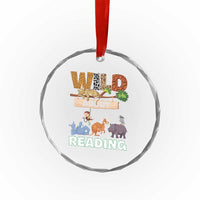 Wild About Reading Crystal Glass Ornament Cute Animal Book Lover Kids Teachers