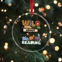Wild About Reading Crystal Glass Ornament Cute Animal Book Lover Kids Teachers