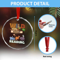 Wild About Reading Crystal Glass Ornament Cute Animal Book Lover Kids Teachers