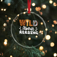 Wild About Reading Crystal Glass Ornament Cute Animal Print Reading Lover Kids Teachers