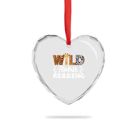 Wild About Reading Heart Crystal Glass Ornament Cute Animal Print Reading Lover Kids Teachers