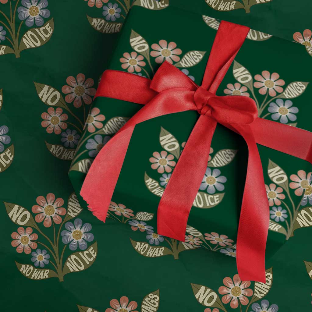 Wildflower Freedom Protest Wrapping Paper Roll No Kings No Wars No Ice