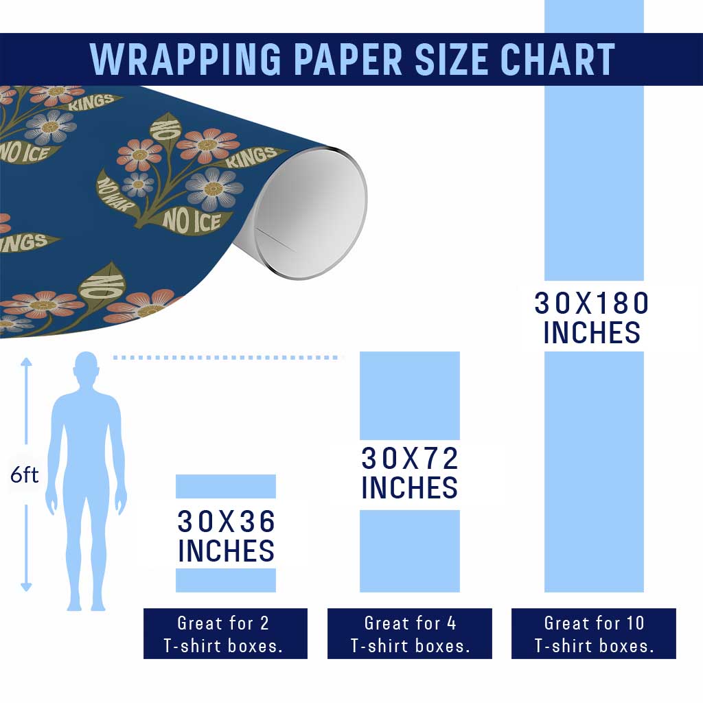 Wildflower Freedom Protest Wrapping Paper Roll No Kings No Wars No Ice