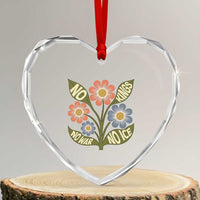 Wildflower Freedom Protest Heart Crystal Glass Ornament No Kings No Wars No Ice