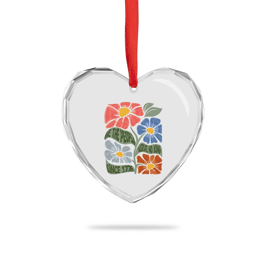 Wildflower Protest Heart Crystal Glass Ornament We The People Serve No Kings