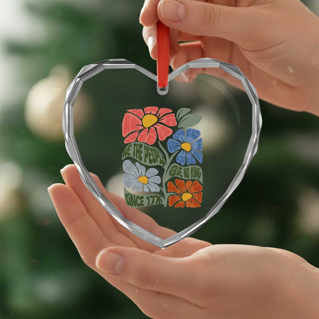 Wildflower Protest Heart Crystal Glass Ornament We The People Serve No Kings