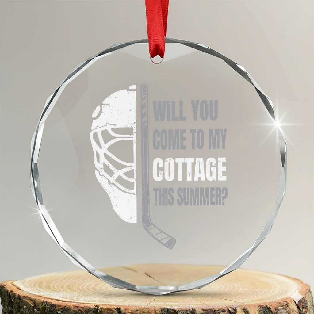 Will You Come To My Cottage This Summer Crystal Glass Ornament Retro LGBT Romance Hockey Fan