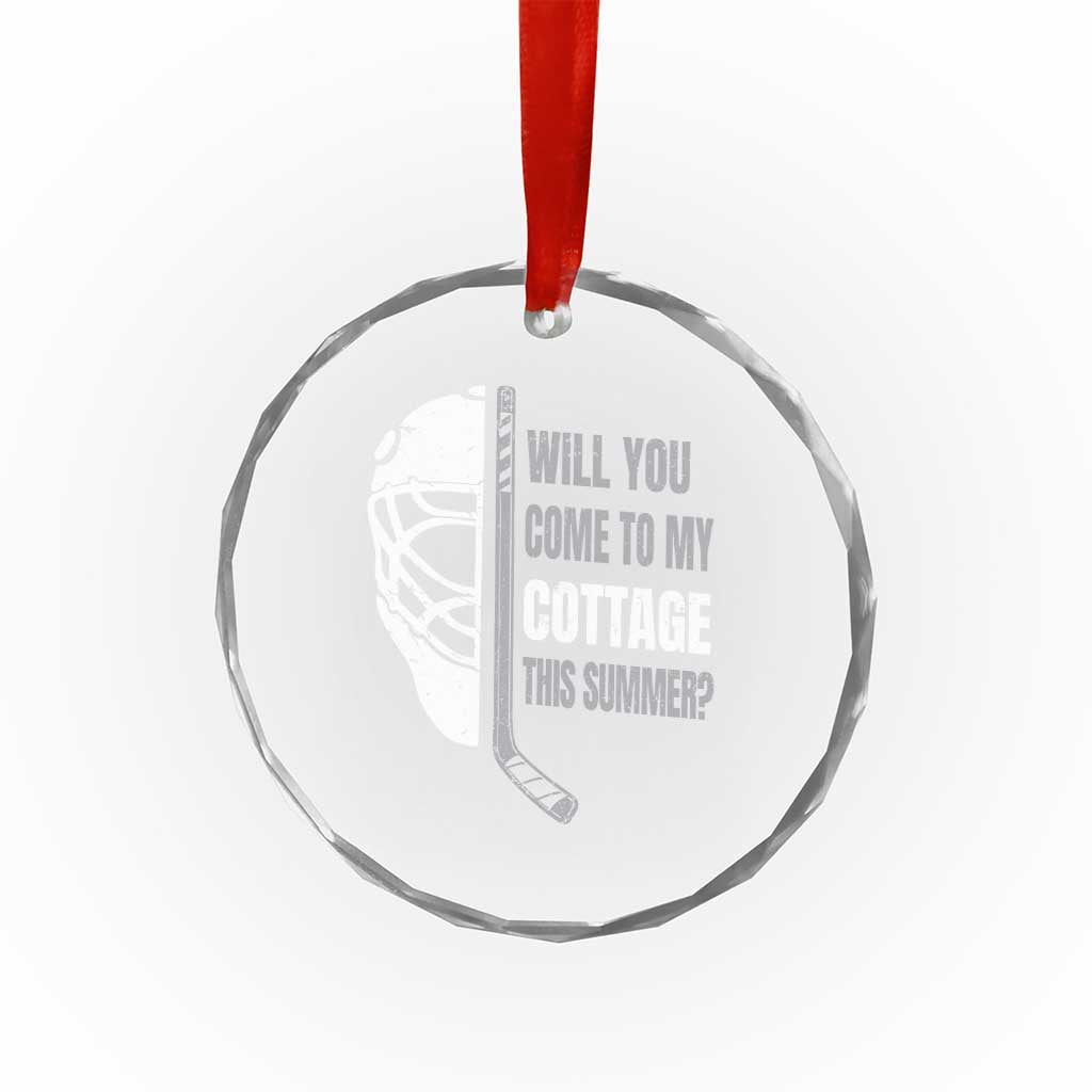 Will You Come To My Cottage This Summer Crystal Glass Ornament Retro LGBT Romance Hockey Fan